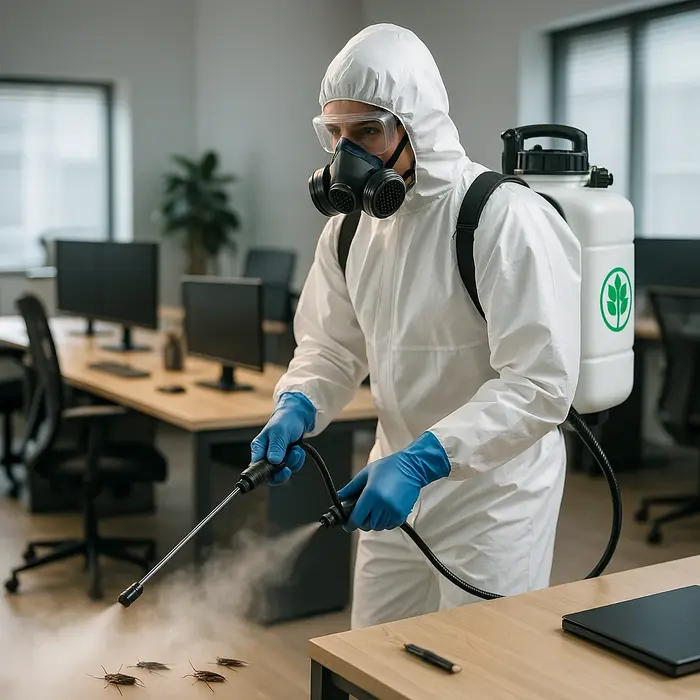 Servicio de fumigación de cucarachas en oficina en CDMX